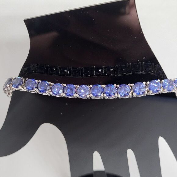 Fluorite Tennis Bracelet in Rhodium Over Sterling Silver - Picture 3 of 7